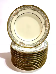 12 Noritake Fine Bone China Barrymore Bread Dessert Plates 6.5 in Gold Trim 9737 - Picture 1 of 4