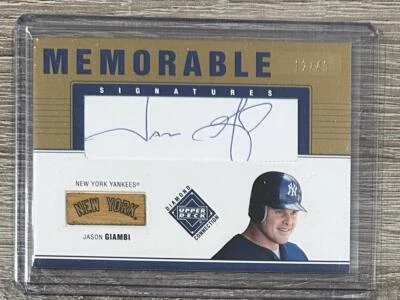 2002 Upper Deck Diamond Connection #B-JG Jason Giambi Memorable Bat AUTO #/49 - Image 1 of 2