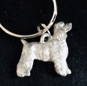 Pewter COCKER SPANIEL Dog Puppy Silver Metal Figurine Keychain E - Picture 1 of 2