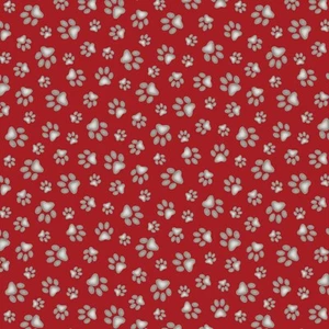 BTY Litters N Stuff - Dog Breed dogs Paws Red Cotton Fabric By The Yard - Picture 1 of 2