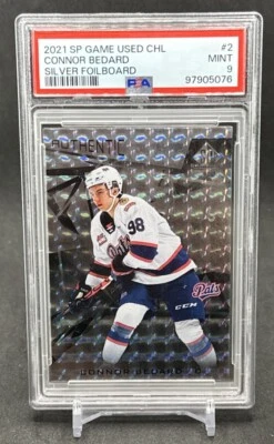 2021 SP Game Used CHL Edition Silver Foilboard /249 CONNOR BEDARD #2 PSA 9 MINT - Image 1 of 2