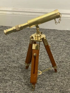 Handmade 10 Inch Antique Brass Telescope Working Spyglass With Tripod Stand - Picture 1 of 9