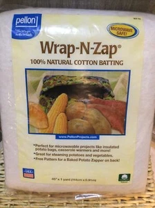 New Pellon 100% Natural Cotton Batting Wrap N Zap 45” X 1yd Microwave Safe - Picture 1 of 2