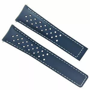 LEATHER BAND STRAP SMOOTH CLASP 22MM FOR TAG CARRERA MONACO F1 BLUE WS PERFORAT - Picture 1 of 7