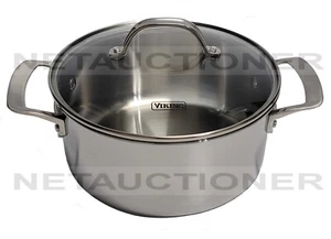 New VIKING 3-Ply Stainless Steel 4Qt Stockpot w/ Glass Lid Professional Cookware - Picture 1 of 9