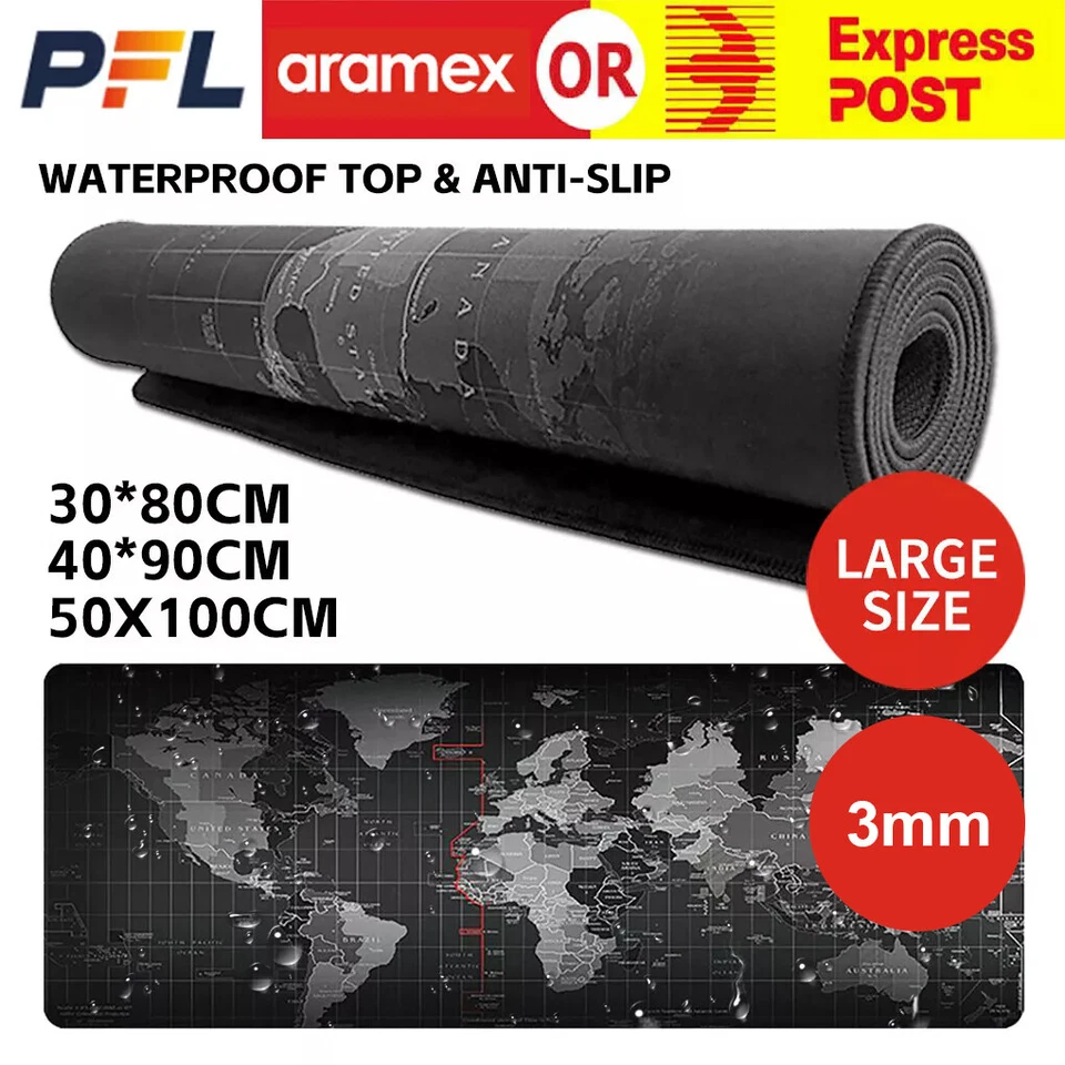 50X100cm Large World Map Mousepad Game Laptop Computer Mouse Keyboard Pad Mat - image 1 of 4