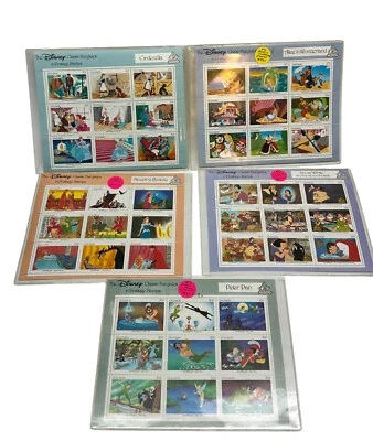 Lote 5 hojas de estampillas de cuentos de hadas de Disney Granada Blancanieves Peter Pan Cenicienta Foto 1 de 4