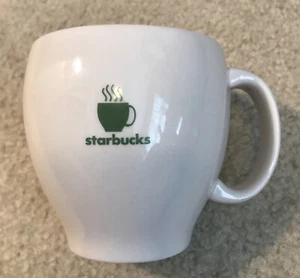 Starbucks White Ceramic Coffee Tea Mug Cup Small Green Logo 2003 Barista Abbey - Picture 1 of 10