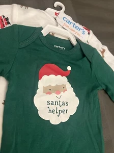NWT Carter’s “Santa’s Helper” Set Of Two Long Sleeve 6 Month Bodysuits - Picture 1 of 5