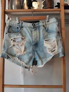 One Teaspoon Light Blue Distressed Cut-offs Denim Shorts Sz 29 - Picture 1 of 4