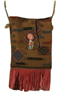 Handcrafted Crossbody Passport Bag Aztec - Southwest Boho Theme 10.5” X 7.5”. PH - Picture 1 of 8