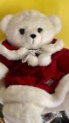 21” Christmas 1989 White Teddy Bear W Red Velvet Cape N Dress Vintage Plush 