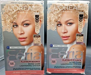 2) L'Oreal Feria Multi-Faceted Shimmering Permanent Hair Color #PLATINUM BOUNCE - Picture 1 of 7