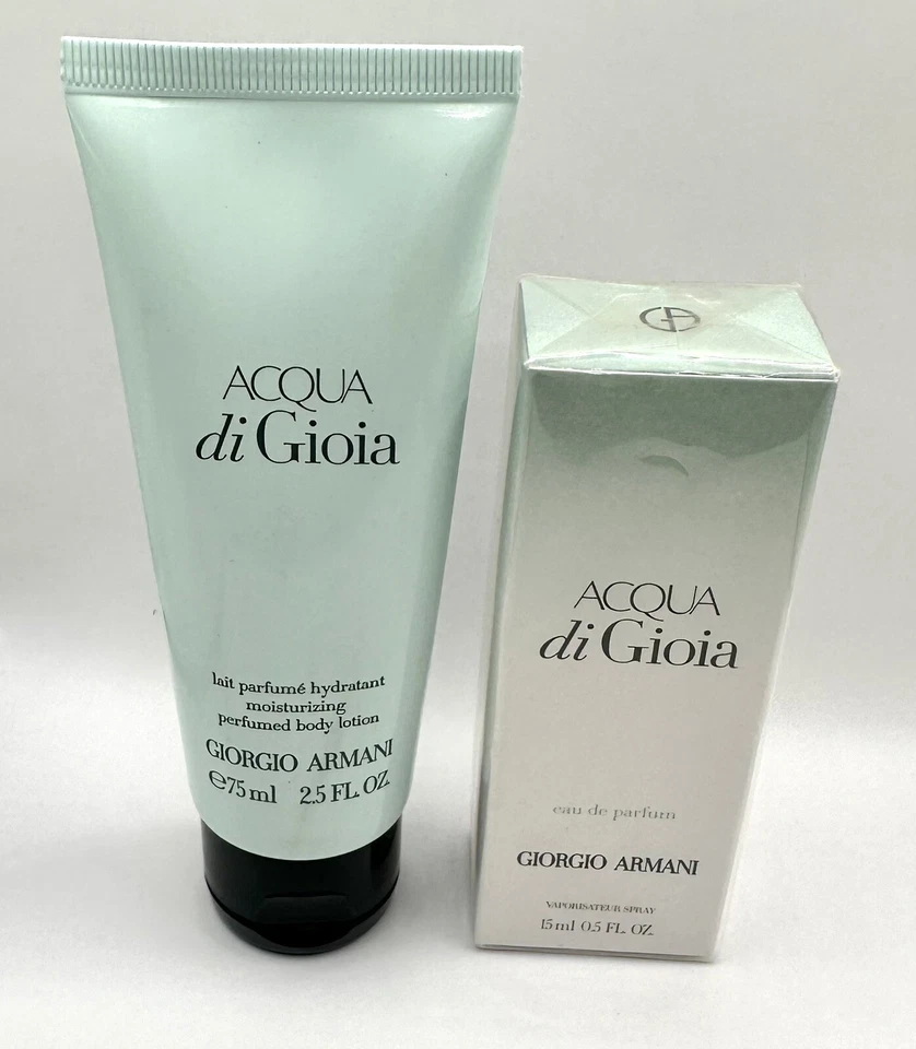 GIORGIO ARMANI Acqua Di Gioia EDP 15 ml/0,5 oz spray sellado + loción corporal nueva de 2,5 oz Foto 1 de 1