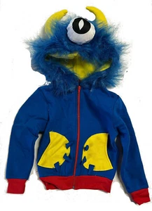 HAHA Hoodie BLUE One Eye Monster Jacket Sweater Halloween Costume Child S 4-6 - Picture 1 of 2