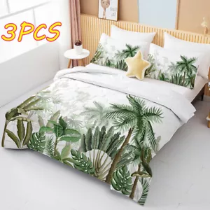 3PCS Coconut Tree Comforter Set Full Size Bedroom Banana Tree Down Alternative - Picture 1 of 10