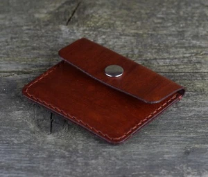 Leather coin wallet, coin purse, money purse, slim wallet, leather accessories. - Picture 1 of 8