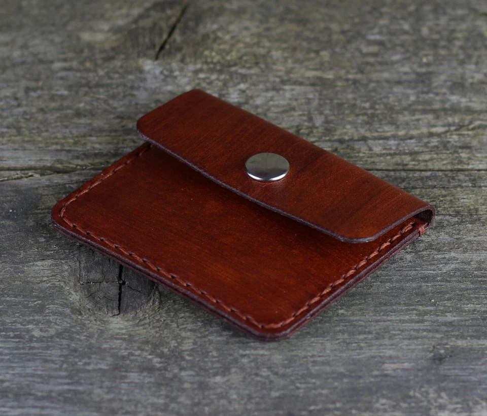 Leather coin wallet, coin purse, money purse, slim wallet, leather accessories. - Image 1 of 4