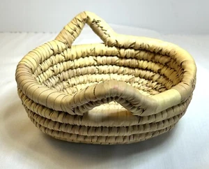 Handgewebter Spiral gewickelter Gras Weidenkorb 10" rund hellbraun geflochten Aufbewahrung - Bild 1 von 5