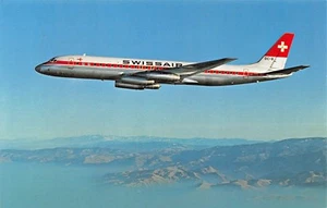 Swissair Airlines The Douglas DC-8-62 Sky View Vtg 1970's Chrome Postcard - Bild 1 von 2