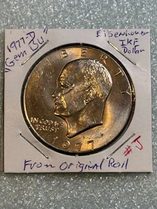 1977 D $1 Eisenhower IKE Dollar Gem BU Uncirculated Mint From Original Roll #J - Picture 1 of 2