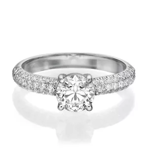 950 Platinum 2.10Ct Round Cut Lab Grown Diamond Bridal Engagement Rings - Picture 1 of 8