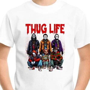 CAMISETA Thug Horror Regalo Halloween Hombres Adultos Niños Pennywise Jason Chucky Top V2 - Imagen 1 de 3
