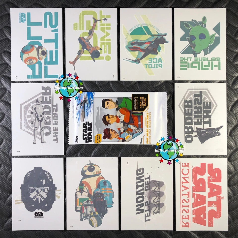 CONJUNTO DE 10 CARTÕES DE TATUAGEM TEMPORÁRIOS 2019 TOPPS STAR WARS RESISTANCE +EMBRULHO! RARO!  - Imagem 1 de 1