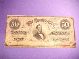 SCARCE CIVIL WAR 1864 Richmond VA CSA CONFEDERATE $50 Dollar Note #M941 - Picture 1 of 8