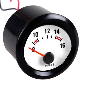 2" 52mm Black Car Motor Universal Pointer Volt Voltage Gauge Dials 8V-16V LED - Picture 1 of 4