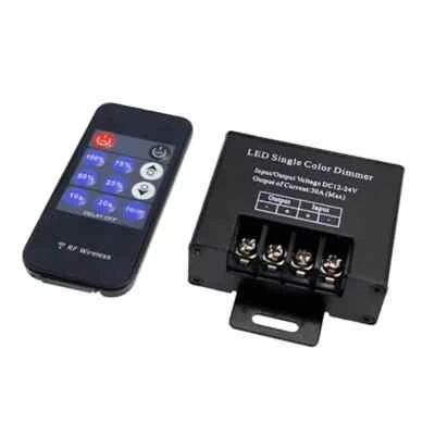 LED Single Color Dimmer DC 12V 24V 30A with 11-Key RF Remote Controller - Image 1 of 4