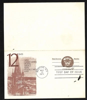 UY22 6+6c Paul Revere & Attached Reply Card - Fleetwood FDC - Image 1 of 2