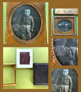 Chaqueta túnica linda niño pequeño BIEN EDUCADA 1850 6ª placa FOTO DAGUERROTIPO - Imagen 1 de 17