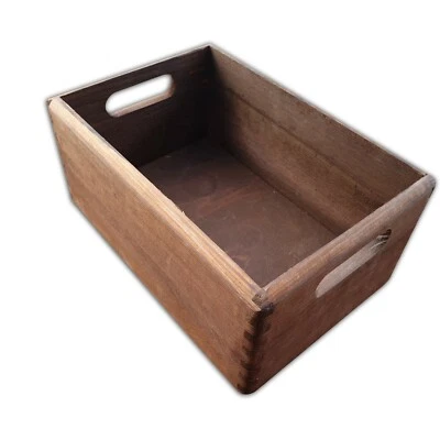 Wooden Serving Tray or Box 30 cm Long, Hand Painted in Brown color - Image 1 of 4