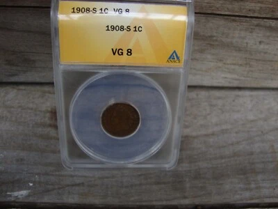 1908-S Indian Head Cent ANACS VG 8  Key Date! RARE COIN Nice Shape - Image 1 of 4