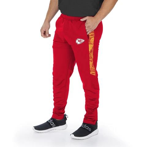 Zubaz NFL Men's Kansas City Chiefs Track Pant with Static Half Side Panels Cover