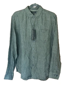 Camisa BANANA REPUBLIC Camden Fit Gris Jaspeado 100% Lino Preppy Para Hombre Pequeña ¡NUEVA CON ETIQUETAS! - Imagen 1 de 15