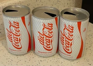 Vintage Coca Cola Diet Coke leere Dosen Cole & Pepsi 80er Barcode 1986 x 3 Dosen - Bild 1 von 5