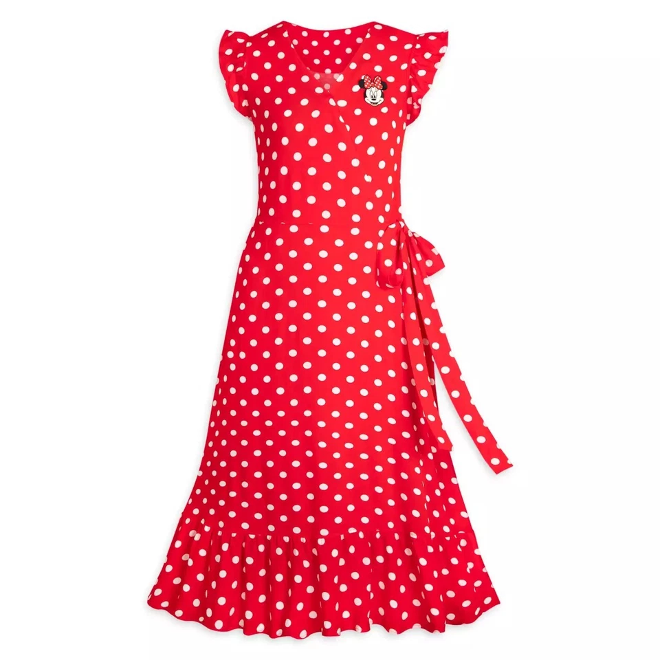 Disney Minnie Mouse Polka Dot Wrap Dress Womens XS Red & White