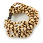 Multistrand Natural/ Bronze Wood Bead Flex Bracelet - 17cm L