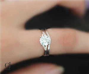 2 Carat Round Cut Moissanite Wedding Bridal Rings Set Solid 14k White Gold - Picture 1 of 8