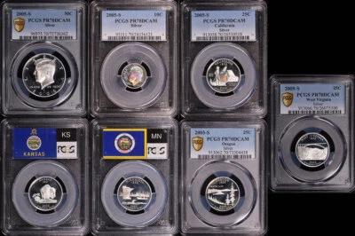 2005-S 10C, State Quarter, & 50C Silver 7 Coin Proof Set PCGS PR-70 DCAM - Image 1 of 2