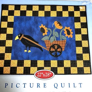 "Ole Crow" Schubkarre mit Sonnenblumen Quilt Kit 22x28" enthält Stoff - Bild 1 von 7