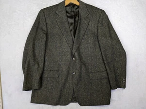 Cricketeer Mens 44L Gray Tweed Herringbone Lambswool Blend Blazer Jacket - Picture 1 of 15
