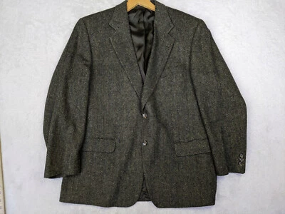 Куртка блейзер мужская Cricketeer 44L серая твидовая в елочку из овечьей шерсти - Изображение 1 из 4