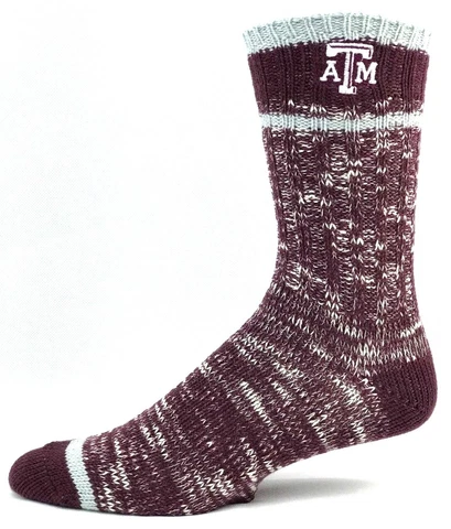 Texas A&M Aggies College Maroon and White Alpine Blend Knit Crew Socks Cover