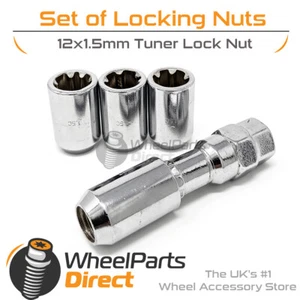 Tuner Silver Locking Wheel Nuts 12x1.5 Bolts Tapered For Mazda Bongo [Mk2] 99-18 - Picture 1 of 1