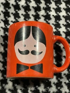 Waechtersbach W Germany Vintage Cherry Red Mug Man Face Bow tie Mustache - Picture 1 of 10