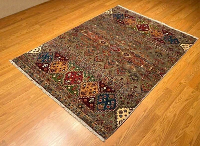 4 x 6 Hand Knotted Fine Quality Afghan Caucasian Rug_Natural Dyes Hand Spun Wool - Image 1 of 4