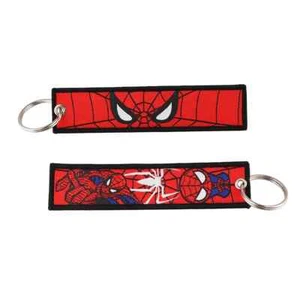 Spiderman Superhero Comic Movie Red Embroidered Double Sided Key Tag Keychain - Picture 1 of 2